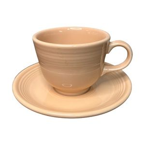 Fiesta Fiestaware Apricot Coffee Teacup Mug Cup & Saucer Plate JJC USA 1995